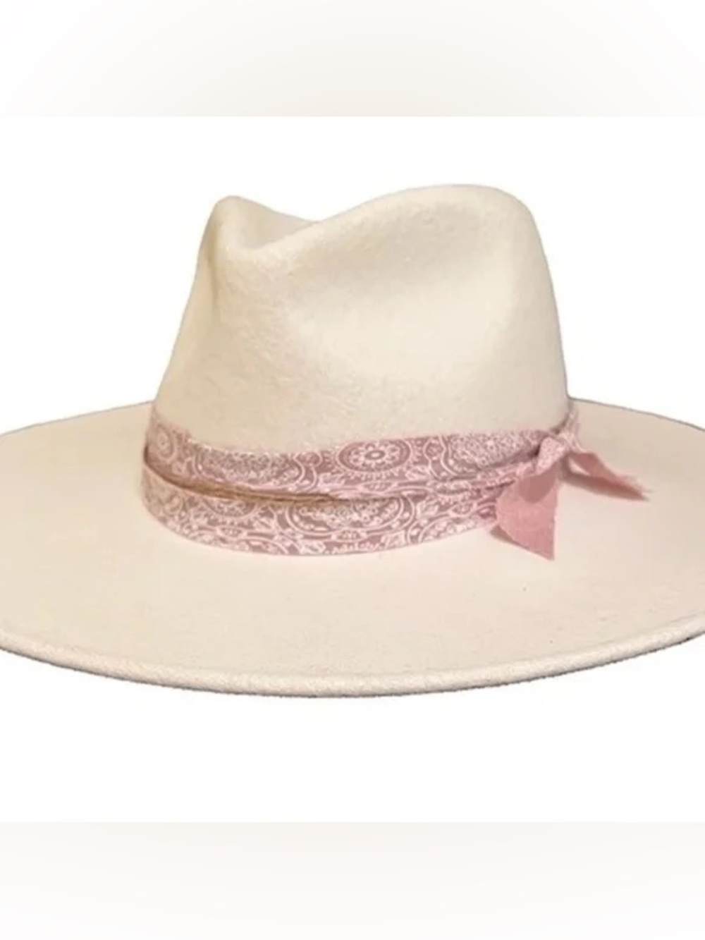 Anthropologie Wool Fedora - Cream Bandana Accent - One Size